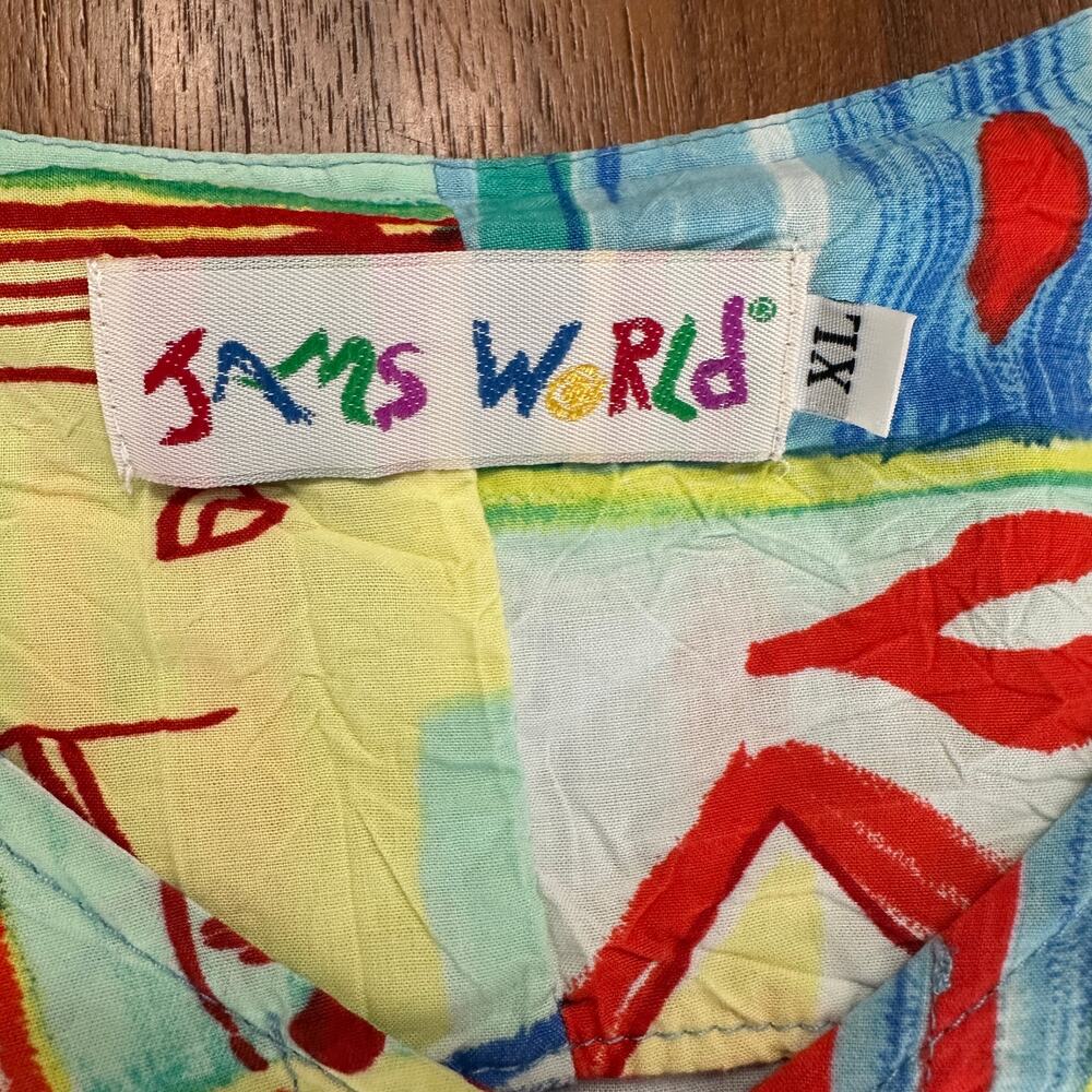 Jams world Colorful Button Front Sleeveless Midi Beachy Dress, Art to Wear, XL - Picture 4 of 12